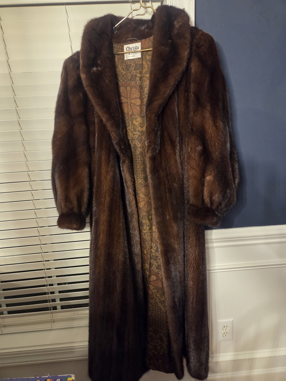 Christa Furs Long Brown Mink Fur Coat